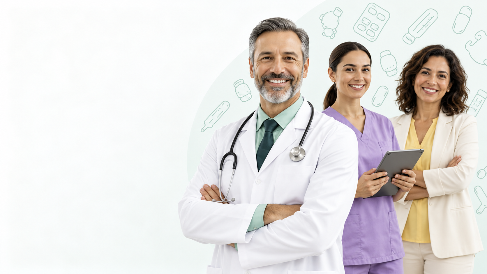 Profissional da área médica com equipe