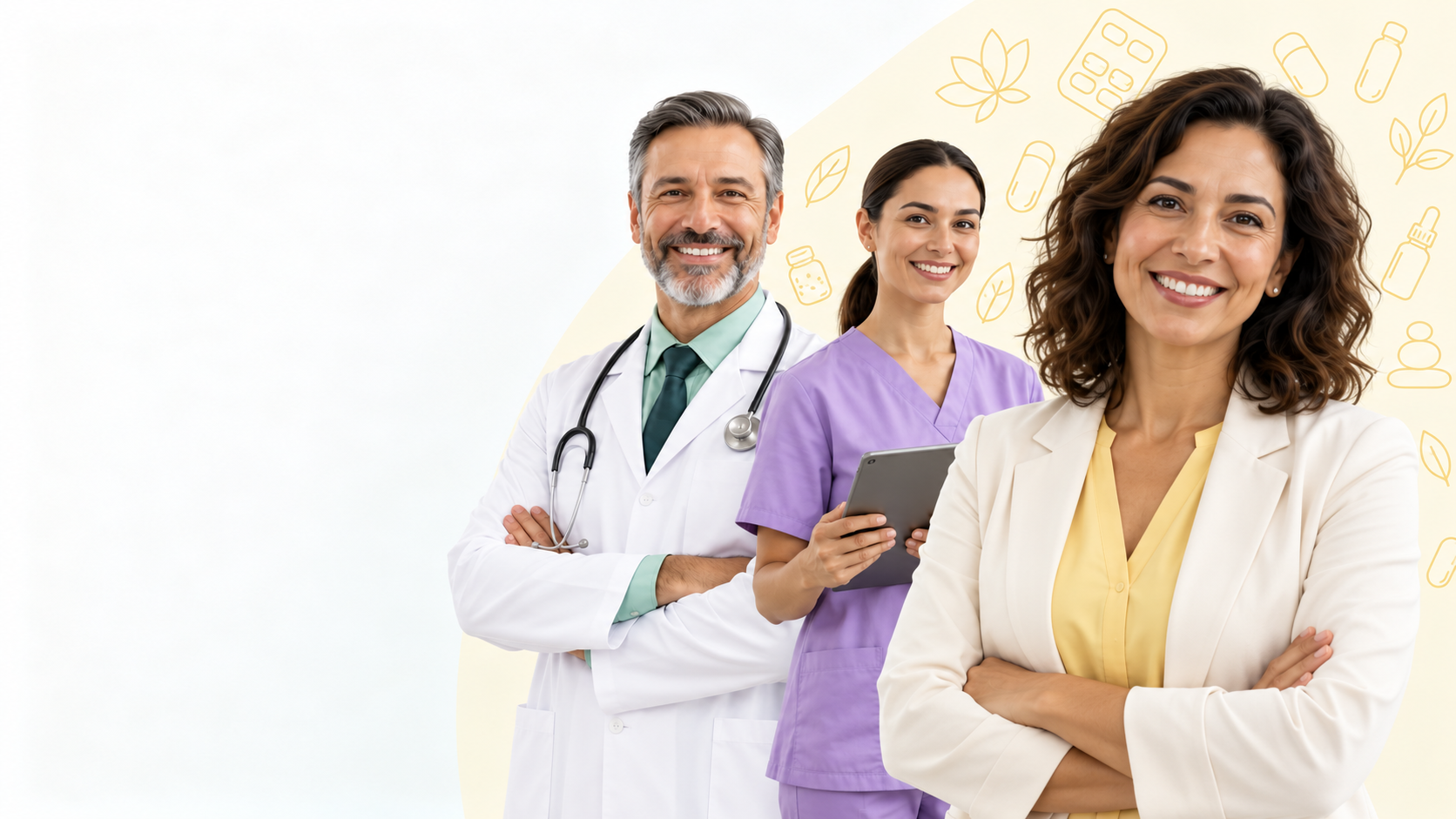 Profissional de terapia integrativa com equipe